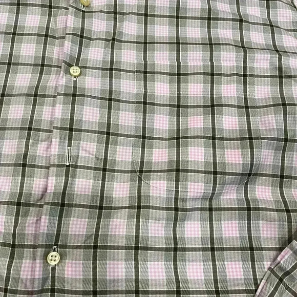 [XL]Peter Millar Gray Pink Plaid  Cotton Dress Shirt - Picture 3 of 10